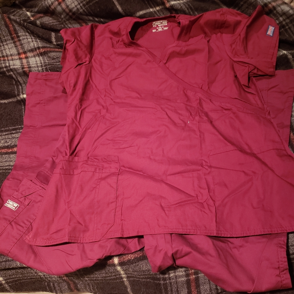 Cherokee work wear scrub set wine xl